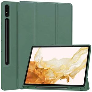 Husa pentru Samsung Galaxy Tab S7 Plus, S7 FE  Soft Shell cu functie wake-up/sleep si compartiment pentru stylus, tip stand - verde