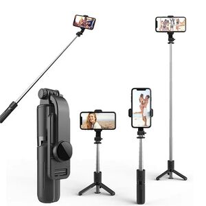 Selfie stick cu trepied ultra compact telescopic si telecomanda wireless bluetooth, unghi de inclinare reglabil, rotire la 360° lungime reglabila pana la 73 cm, negru