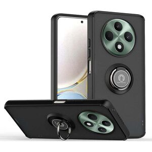 Husa de protectie pentru  Oppo Reno 12F, 12FS premium cu inel stand rotativ, suport magnetic si bumper anti-alunecare - negru