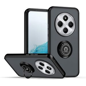 Husa de protectie pentru  Xiaomi Redmi 14C premium cu inel stand rotativ, suport magnetic si bumper anti-alunecare - negru