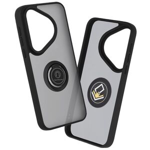 Husa de protectie pentru  Huawei Pura 70 Pro premium cu inel stand rotativ, suport magnetic si bumper anti-alunecare - negru