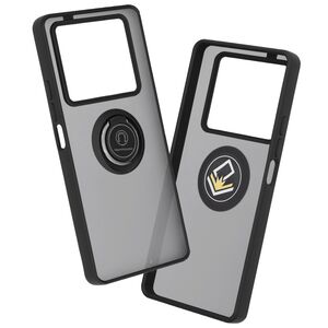 Husa de protectie pentru  Infinix Note 40 premium cu inel stand rotativ, suport magnetic si bumper anti-alunecare - negru