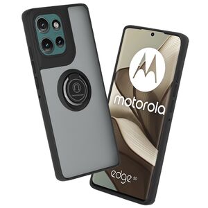Husa de protectie pentru  Motorola Edge 50 premium cu inel stand rotativ, suport magnetic si bumper anti-alunecare - negru