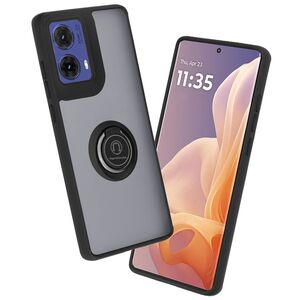 Husa de protectie pentru  Motorola Moto G85 premium cu inel stand rotativ, suport magnetic si bumper anti-alunecare - negru
