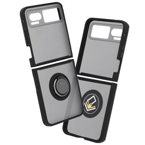 Husa de protectie pentru  Motorola Razr 40 premium cu inel stand rotativ, suport magnetic si bumper anti-alunecare - negru