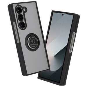 Husa de protectie pentru  Samsung Galaxy Z Fold 6 premium cu inel stand rotativ, suport magnetic si bumper anti-alunecare - negru