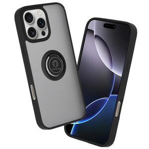 Husa de protectie pentru  iPhone 16 Pro Max premium cu inel stand rotativ, suport magnetic si bumper anti-alunecare - negru