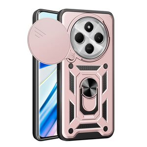 Husa pentru  Xiaomi Redmi 14C Ring Armor Kickstand Tough Rugged Cover cu protectie camera, roz