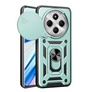Husa pentru  Xiaomi Redmi 14C Ring Armor Kickstand Tough Rugged Cover cu protectie camera, verde
