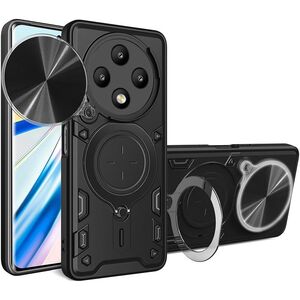 Husa pentru  Xiaomi Redmi 14C cu protecție pentru cameră și suport magnetic integrat Ring Shockproof, negru