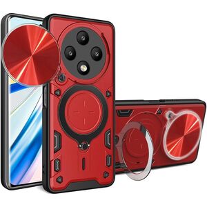 Husa pentru  Xiaomi Redmi 14C cu protecție pentru cameră și suport magnetic integrat Ring Shockproof, rosu