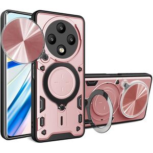 Husa pentru  Xiaomi Redmi 14C cu protecție pentru cameră și suport magnetic integrat Ring Shockproof, roz