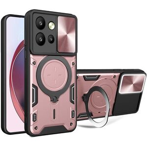 Husa pentru  Motorola Edge 50 Neo cu protecție pentru cameră și suport magnetic integrat Ring Shockproof, roz