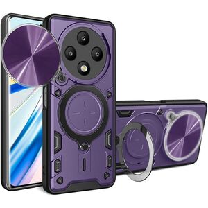 Husa pentru  Xiaomi Redmi 14C cu protecție pentru cameră și suport magnetic integrat Ring Shockproof, mov