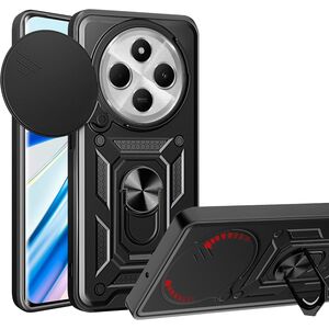 Husa pentru  Xiaomi Redmi 14C Ring Armor Kickstand Tough Rugged Cover cu protectie camera, negru