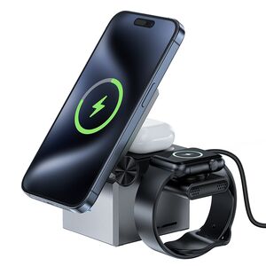 Statie incarcare 3in1 telefon wireless Acefast E18, 15W, gri