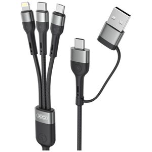 Cablu de Încărcare XO NB254 6-în-1 - USB-C, Lightning, MicroUSB, USB-A - 1,2m, 60W - Negru