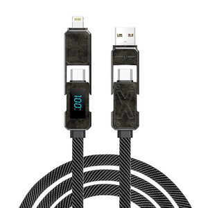 Cablu de date 4 in 1 USB-C, Lightning (iPhone, iPad), USB 3.0, Display LED, 100W, 150cm, Zinc alloy