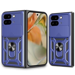 Husa pentru  Google Pixel 9 Pro Fold cu protecție pentru cameră și suport magnetic integrat Ring Shockproof, albastru
