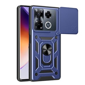 Husa pentru  Infinix Note 40 Pro+ Ring Armor Kickstand Tough Rugged Cover cu protectie camera, albastru