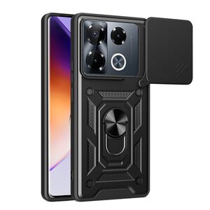 Husa pentru  Infinix Note 40 Pro+ Ring Armor Kickstand Tough Rugged Cover cu protectie camera, negru