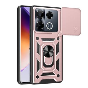 Husa pentru  Infinix Note 40 Pro+ Ring Armor Kickstand Tough Rugged Cover cu protectie camera, roz