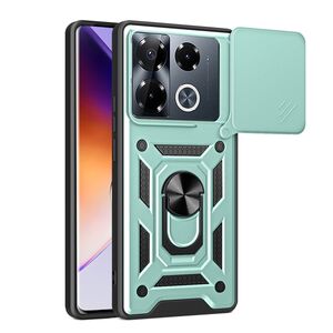 Husa pentru  Infinix Note 40 Pro+ Ring Armor Kickstand Tough Rugged Cover cu protectie camera, verde