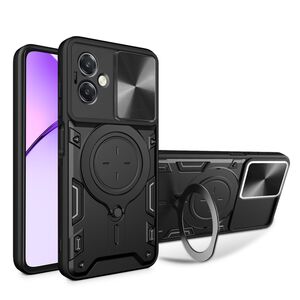 Husa pentru  Oppo A40 cu protecție pentru cameră și suport magnetic integrat Ring Shockproof, negru