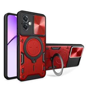 Husa pentru  Oppo A40 cu protecție pentru cameră și suport magnetic integrat Ring Shockproof, rosu