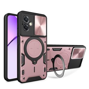 Husa pentru  Oppo A40 cu protecție pentru cameră și suport magnetic integrat Ring Shockproof, roz