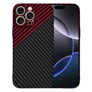 Husa pentru  iPhone 16 Pro Max CarbonFiber UltraSlim, Lightweight, rosu