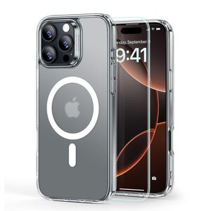 Pachet 360: Folie din sticla + Husa pentru  iPhone 16 Pro Max - ESR Classic Hybrid HaloLock cu Magsafe - transparent