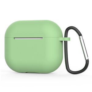 Huse de protectie pentru AirPods 4, Thin & Smooth, din silicon, compatibila cu incarare wireless, cu breloc carabina - Verde deschis