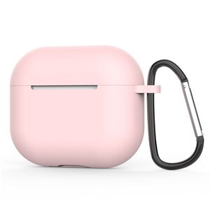 Huse de protectie pentru AirPods 4, Thin & Smooth, din silicon, compatibila cu incarare wireless, cu breloc carabina - roz