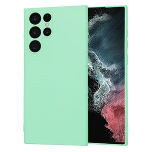 Husa pentru  Samsung Galaxy S22 Ultra 5G Liquid Silicone cu MagSafe, subțire, captusita cu microfibra, anti amprentă, protectie cameră foto, verde deschis