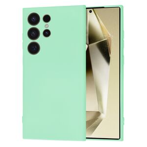 Husa pentru  Samsung Galaxy S24 Ultra Liquid Silicone cu MagSafe, subțire, captusita cu microfibra, anti amprentă, protectie cameră foto, verde deschis