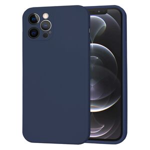 Husa pentru  iPhone 12 Pro Liquid Silicone cu MagSafe, subțire, captusita cu microfibra, anti amprentă, protectie cameră foto, albastru