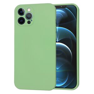 Husa pentru  iPhone 12 Pro Max Liquid Silicone cu MagSafe, subțire, captusita cu microfibra, anti amprentă, protectie cameră foto, verde deschis