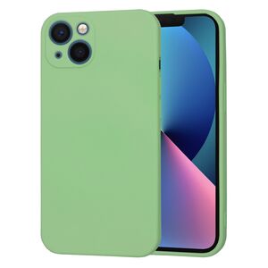 Husa pentru  iPhone 13 Liquid Silicone cu MagSafe, subțire, captusita cu microfibra, anti amprentă, protectie cameră foto, verde deschis
