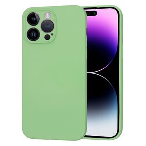 Husa pentru  iPhone 14 Pro Max Liquid Silicone cu MagSafe, subțire, captusita cu microfibra, anti amprentă, protectie cameră foto, verde deschis