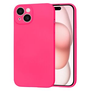 Husa pentru  iPhone 15 Liquid Silicone cu MagSafe, subțire, captusita cu microfibra, anti amprentă, protectie cameră foto, fucsia