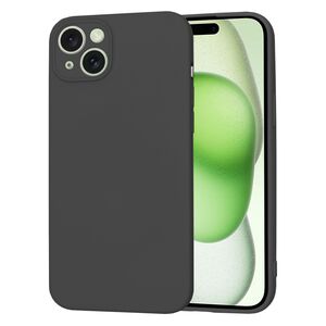 Husa pentru  iPhone 15 Plus Liquid Silicone cu MagSafe, subțire, captusita cu microfibra, anti amprentă, protectie cameră foto, negru