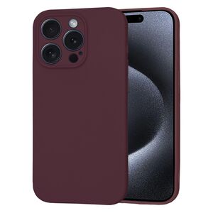 Husa pentru  iPhone 15 Pro Liquid Silicone cu MagSafe, subțire, captusita cu microfibra, anti amprentă, protectie cameră foto, bordeaux