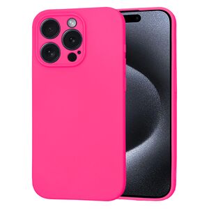 Husa pentru  iPhone 15 Pro Liquid Silicone cu MagSafe, subțire, captusita cu microfibra, anti amprentă, protectie cameră foto, fucsia