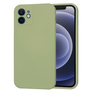 Husa pentru iPhone 12 Liquid Silicone cu MagSafe, subțire, captusita cu microfibra, anti amprentă, protectie cameră foto, verde
