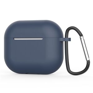 Huse de protectie pentru AirPods 4, Thin & Smooth, din silicon, compatibila cu incarare wireless, cu breloc carabina - Albastru