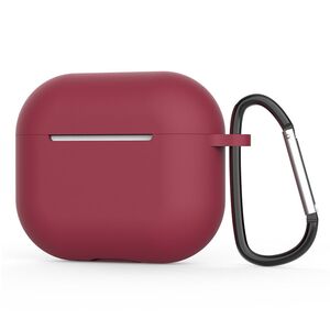 Huse de protectie pentru AirPods 4, Thin & Smooth, din silicon, compatibila cu incarare wireless, cu breloc carabina - Bordeaux