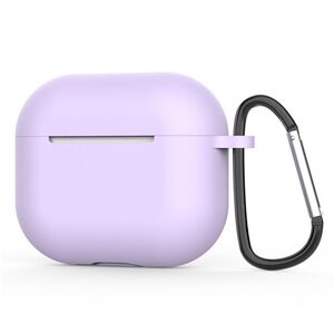 Huse de protectie pentru AirPods 4, Thin & Smooth, din silicon, compatibila cu incarare wireless, cu breloc carabina - Mov