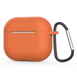 Huse de protectie pentru AirPods 4, Thin & Smooth, din silicon, compatibila cu incarare wireless, cu breloc carabina - portocaliu