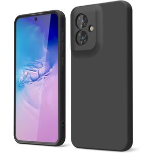 Husa pentru  Motorola Moto G55 Liquid Silicone, subțire, captusita cu microfibra, anti amprentă, protectie cameră foto, negru